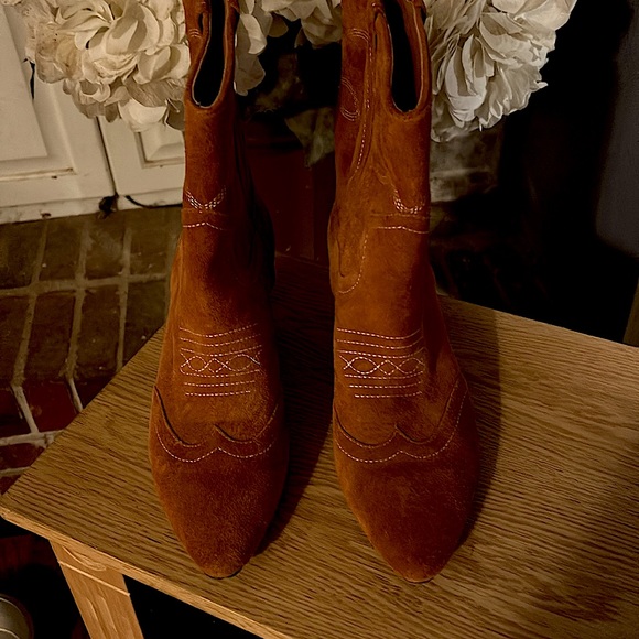 Anthropologie Silent D Taites Cowboy Boots Kitten Heeled Boots Taupe Size 40 - Picture 3 of 13